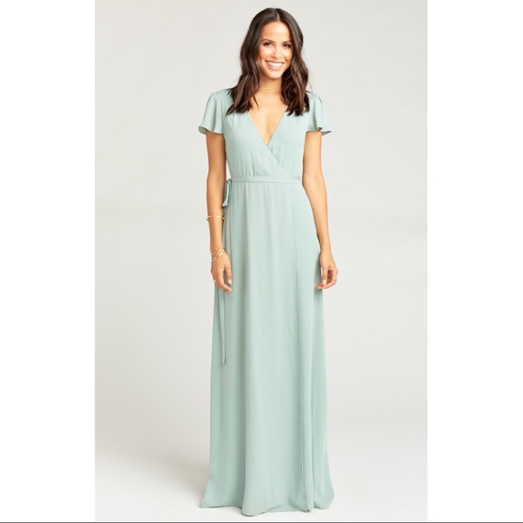 sophia wrap dress silver sage crisp